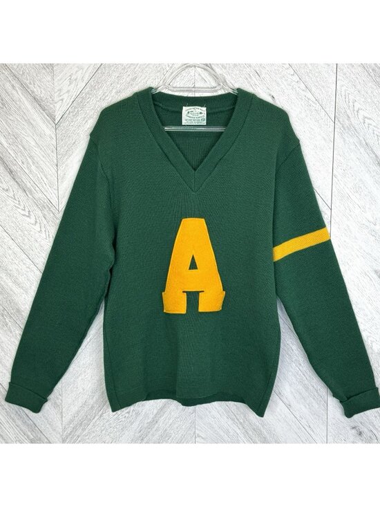 Clover Knitting Mills Other - Vintage 60's University of Alberta Letterman Sweater Green V Neck Mens Medium
